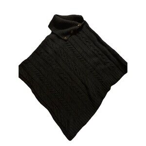 ANNA & AVA Gray Cable Knit Sweater Poncho One Size Fits Most